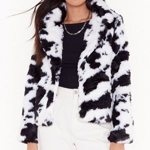 Cow print  fur jacket